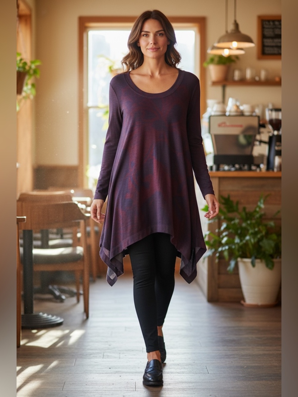 Soft Surroundings Women's Renaissance Burgundy/blue Tunic Top